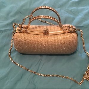NWOT Clutch & Crossbody Rose Gold Rhinestone purse!